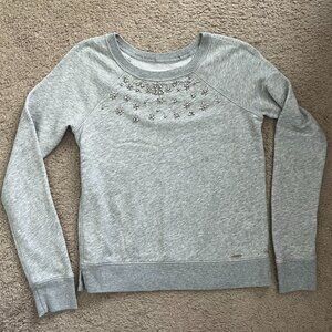 Abercrombie & Fitch Grey Sweater w/ Jeweled Neckline Size S